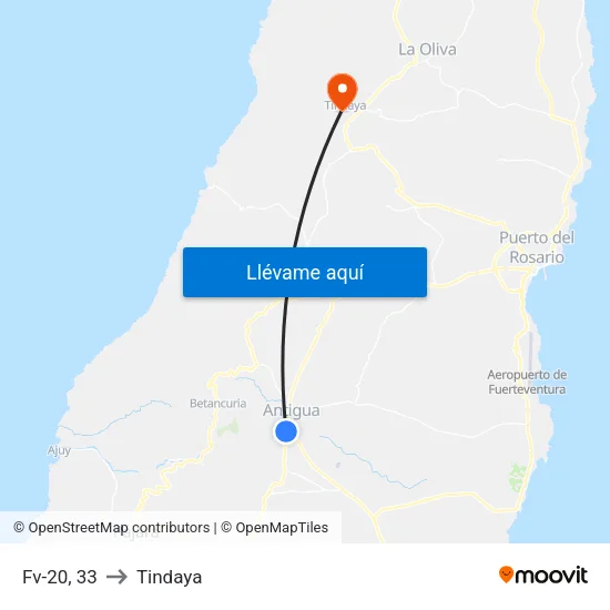 Fv-20, 33 to Tindaya map