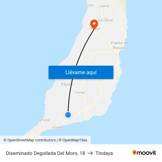 Diseminado Degollada Del Moro, 18 to Tindaya map