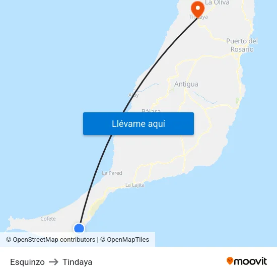 Esquinzo to Tindaya map