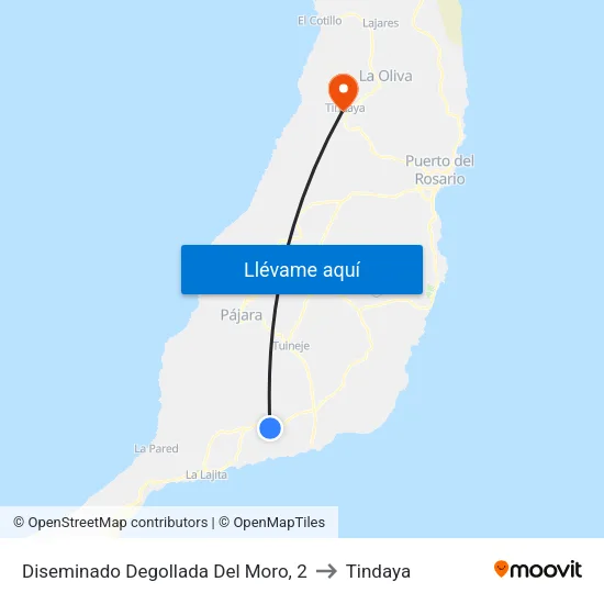 Diseminado Degollada Del Moro, 2 to Tindaya map