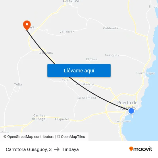 Carretera Guisguey, 3 to Tindaya map