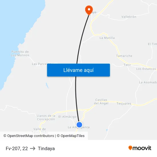 Fv-207, 22 to Tindaya map