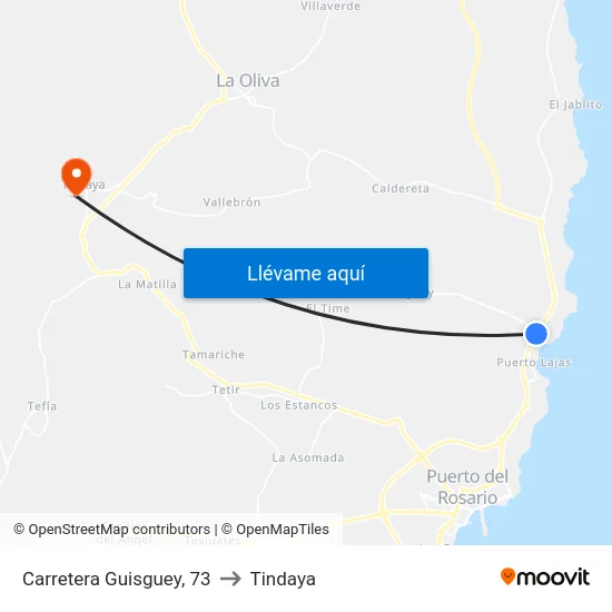 Carretera Guisguey, 73 to Tindaya map