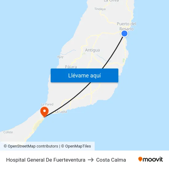 Hospital General De Fuerteventura to Costa Calma map