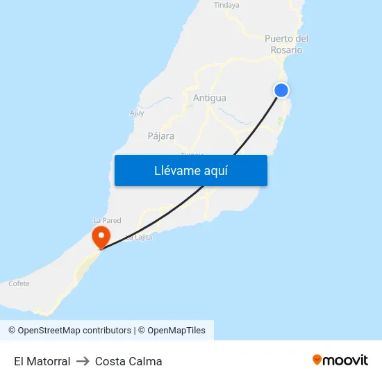 El Matorral to Costa Calma map