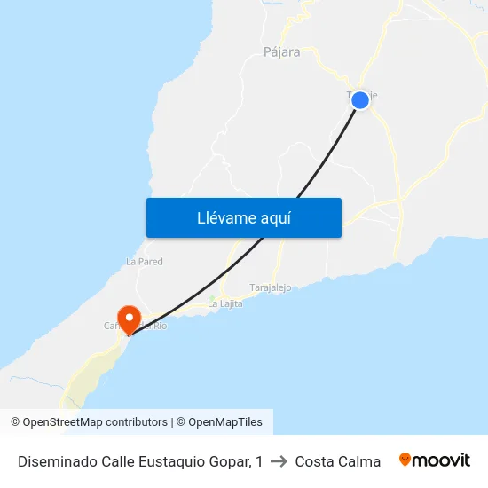 Diseminado Calle Eustaquio Gopar, 1 to Costa Calma map