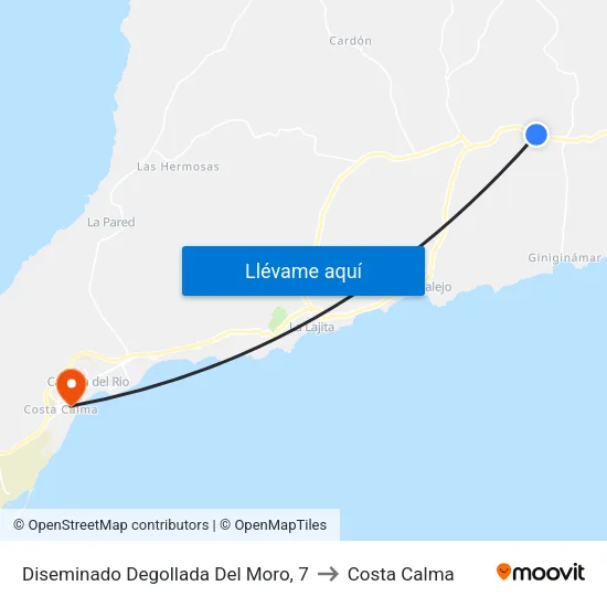 Diseminado Degollada Del Moro, 7 to Costa Calma map