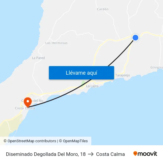 Diseminado Degollada Del Moro, 18 to Costa Calma map