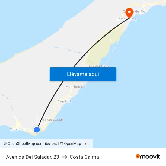 Avenida Del Saladar, 23 to Costa Calma map
