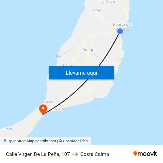 Calle Virgen De La Peña, 107 to Costa Calma map