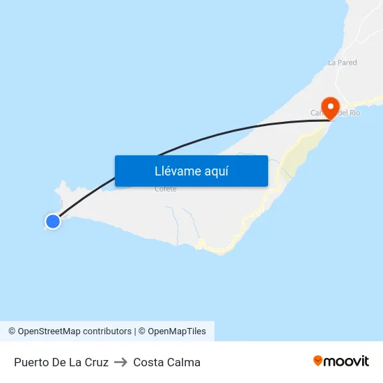 Puerto De La Cruz to Costa Calma map