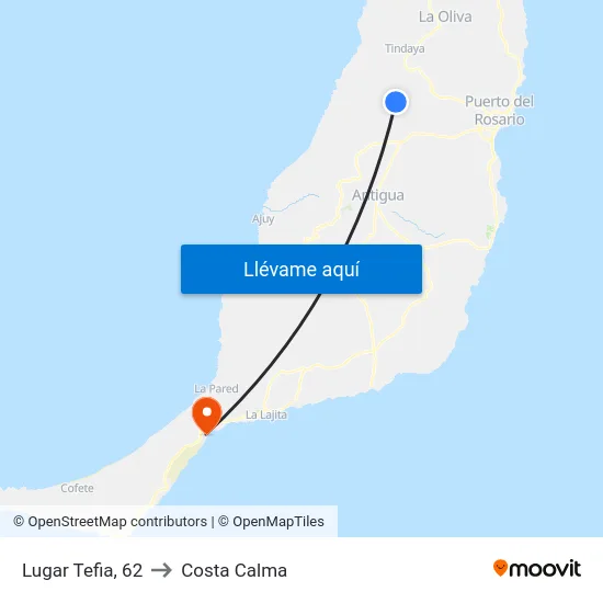 Lugar Tefia, 62 to Costa Calma map