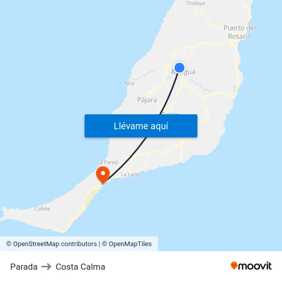 Parada to Costa Calma map