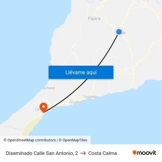 Diseminado Calle San Antonio, 2 to Costa Calma map