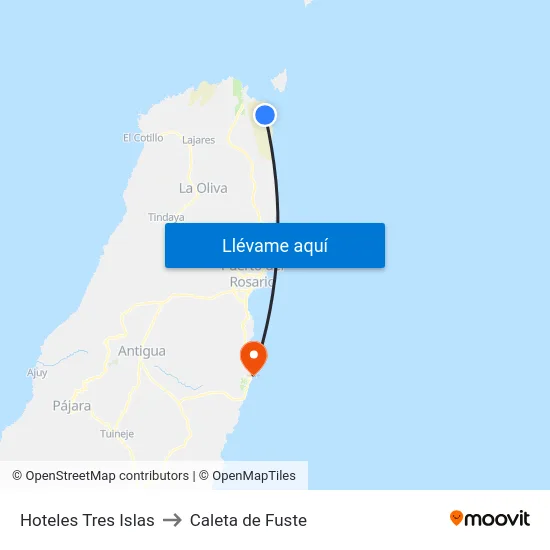 Hoteles Tres Islas to Caleta de Fuste map
