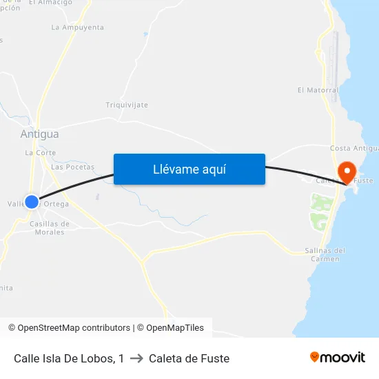 Calle Isla De Lobos, 1 to Caleta de Fuste map