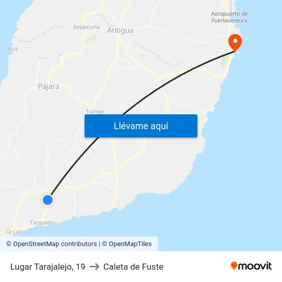 Lugar Tarajalejo, 19 to Caleta de Fuste map