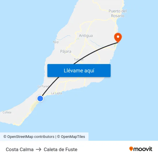 Costa Calma to Caleta de Fuste map