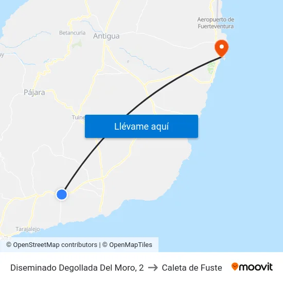 Diseminado Degollada Del Moro, 2 to Caleta de Fuste map