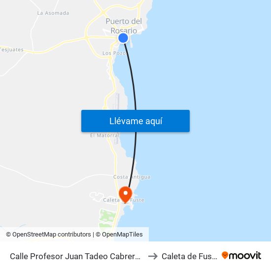 Calle Profesor Juan Tadeo Cabrera, 1 to Caleta de Fuste map