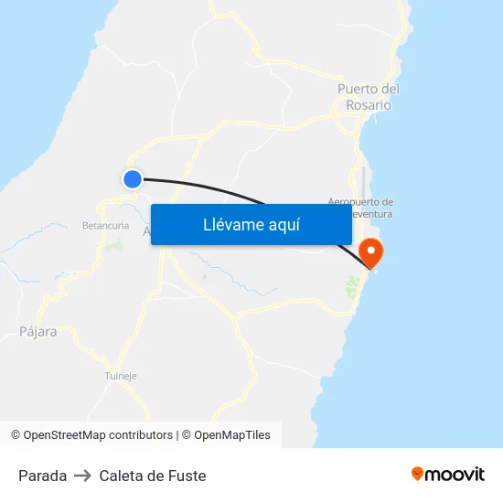 Parada to Caleta de Fuste map
