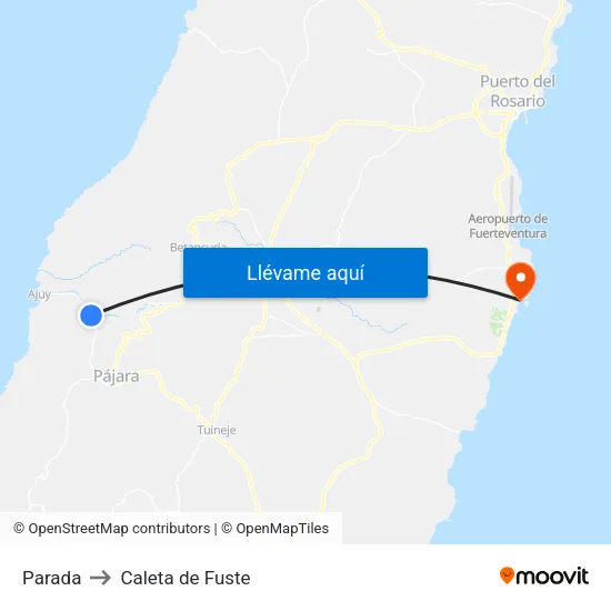 Parada to Caleta de Fuste map