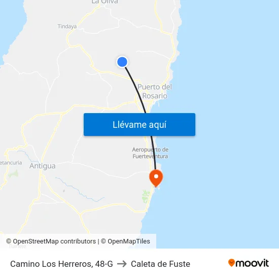 Camino Los Herreros, 48-G to Caleta de Fuste map