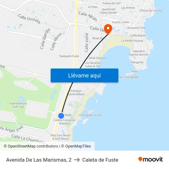 Avenida De Las Marismas, 2 to Caleta de Fuste map