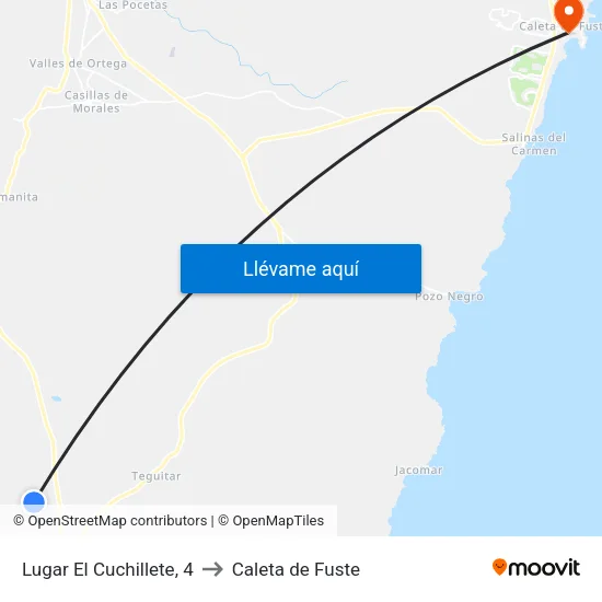 Lugar El Cuchillete, 4 to Caleta de Fuste map