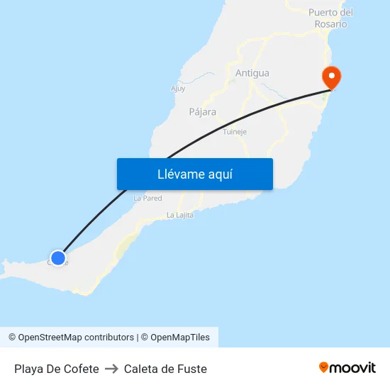 Playa De Cofete to Caleta de Fuste map