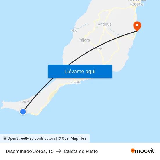 Diseminado Joros, 15 to Caleta de Fuste map