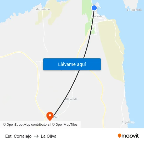 Est. Corralejo to La Oliva map