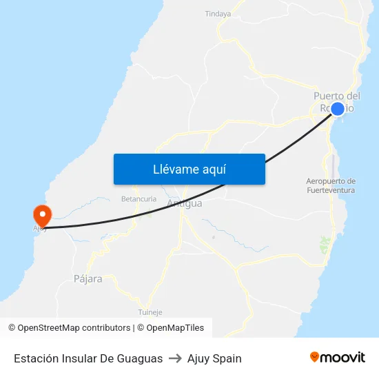 P. Del Rosario (Estación) to Ajuy Spain map