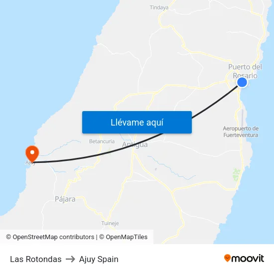 Las Rotondas to Ajuy Spain map