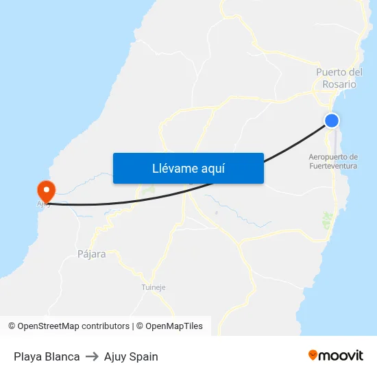 Playa Blanca to Ajuy Spain map