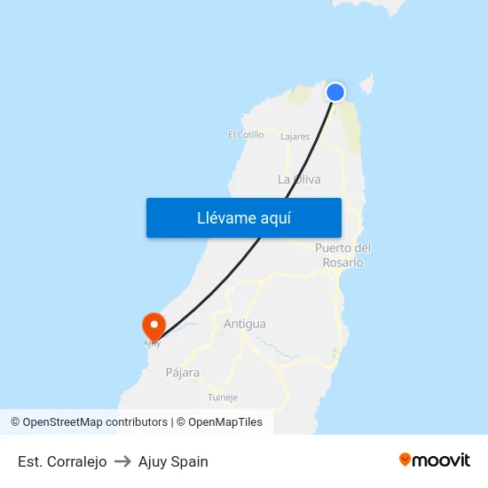 Est. Corralejo to Ajuy Spain map