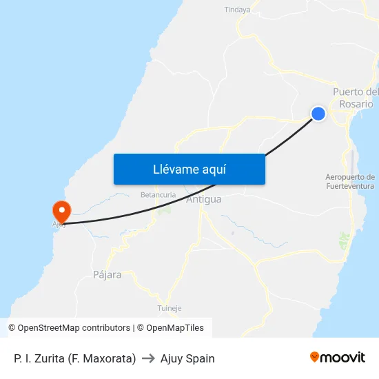 P. I. Zurita (F. Maxorata) to Ajuy Spain map