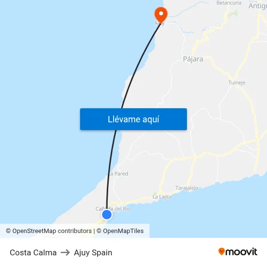 Costa Calma to Ajuy Spain map