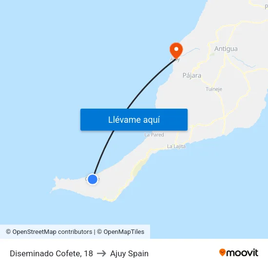 Diseminado Cofete, 18 to Ajuy Spain map