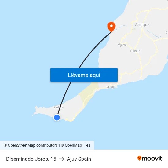 Diseminado Joros, 15 to Ajuy Spain map