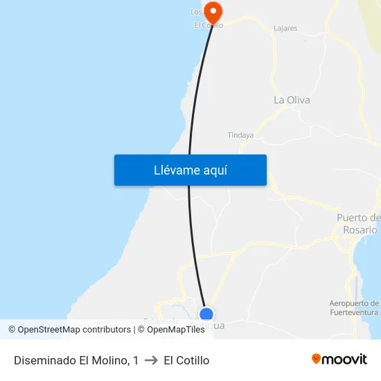 Diseminado El Molino, 1 to El Cotillo map
