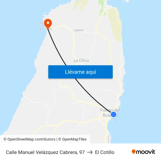 Calle Manuel Velázquez Cabrera, 97 to El Cotillo map