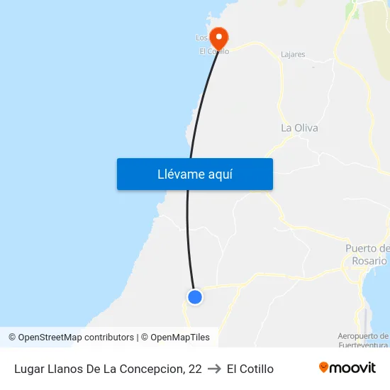 Lugar Llanos De La Concepcion, 22 to El Cotillo map