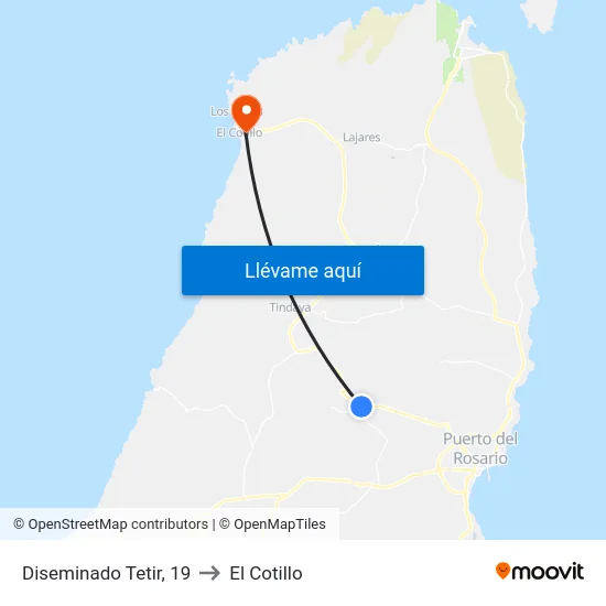 Diseminado Tetir, 19 to El Cotillo map