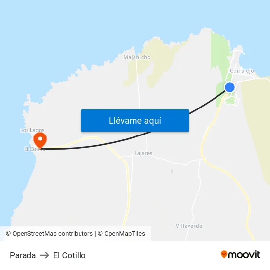 Parada to El Cotillo map