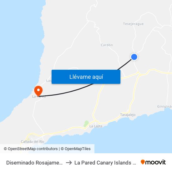 Diseminado Rosajames, 48 to La Pared Canary Islands Spain map