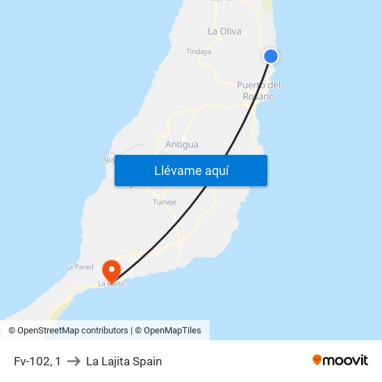 Fv-102, 1 to La Lajita Spain map