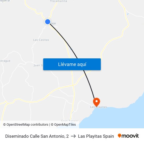 Diseminado Calle San Antonio, 2 to Las Playitas Spain map