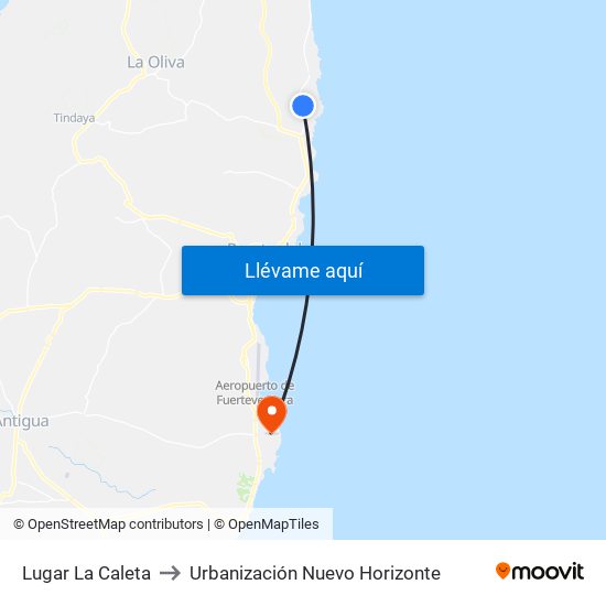 Lugar La Caleta to Urbanización Nuevo Horizonte map