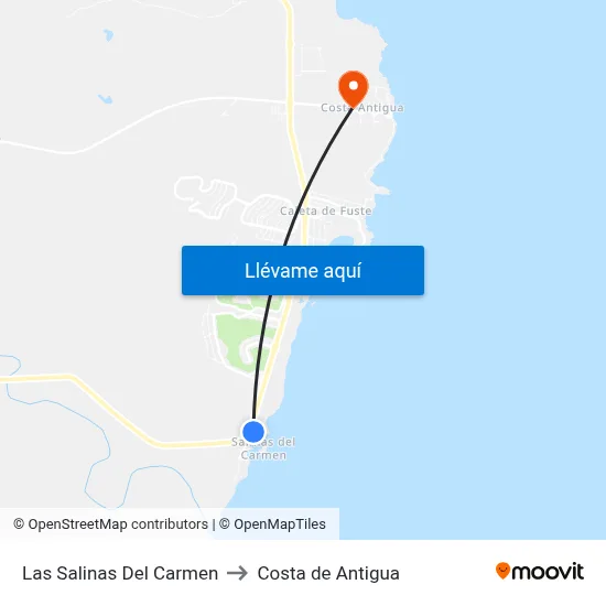 Las Salinas Del Carmen to Costa de Antigua map